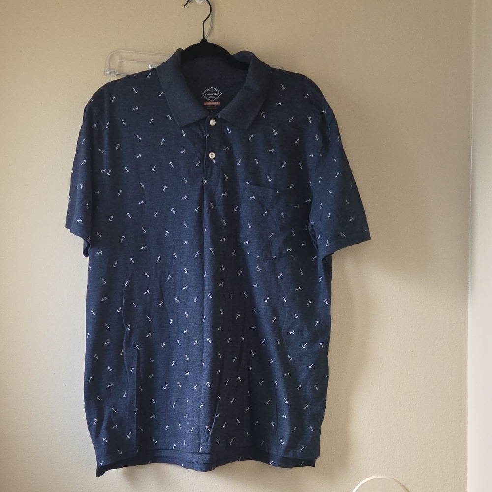 St. John's Bay Performance Dark Blue Polo with Pattern